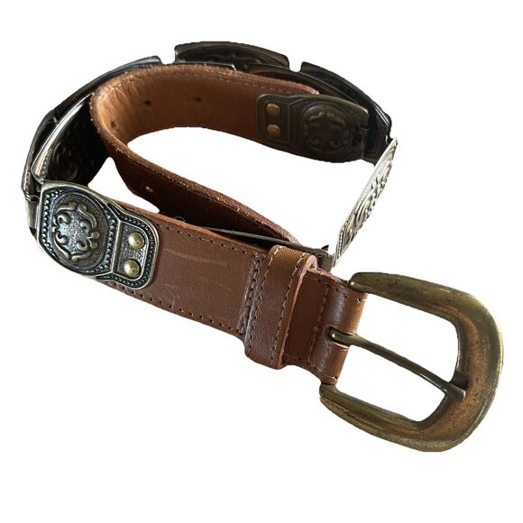 Vintage Women’s Western Small Concho Link Belt~Gold Metal~Southwestern Cowgirl main image 12